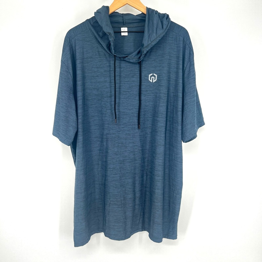 Neleus Hoodie Shirt Mens 2XL Blue Short Sleeve Athletic Performance‎